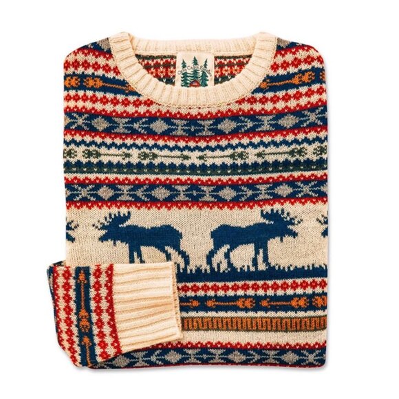 Kiel James Patrick The Great Moose Sweater Christmas Winter Wool Blend Fair Isle - Picture 2 of 10